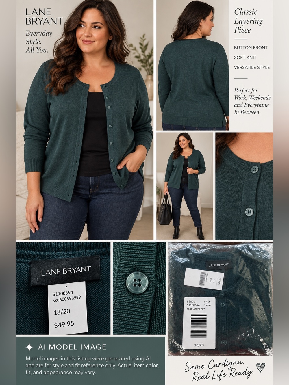 Lane Bryant Button Front Cardigan Sweater Size 18/20 NWT